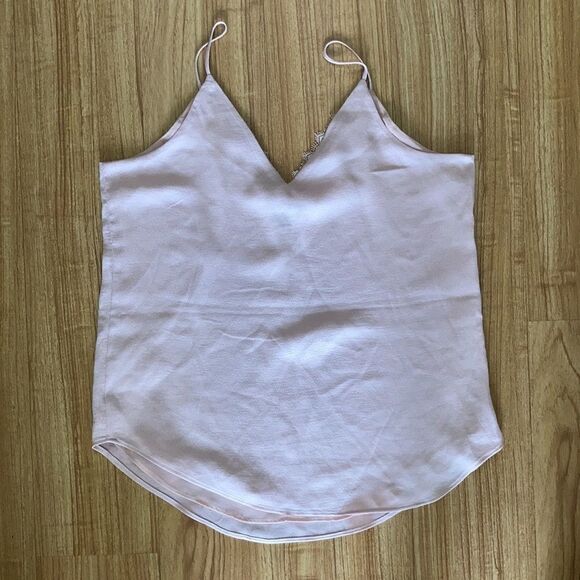 Express Light Pink Satin/Chiffon Tank EUC - Picture 6 of 8